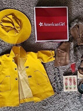 American Girl Molly’s Rain Slicker/Hat And Kaya's Winter Accesories Lot